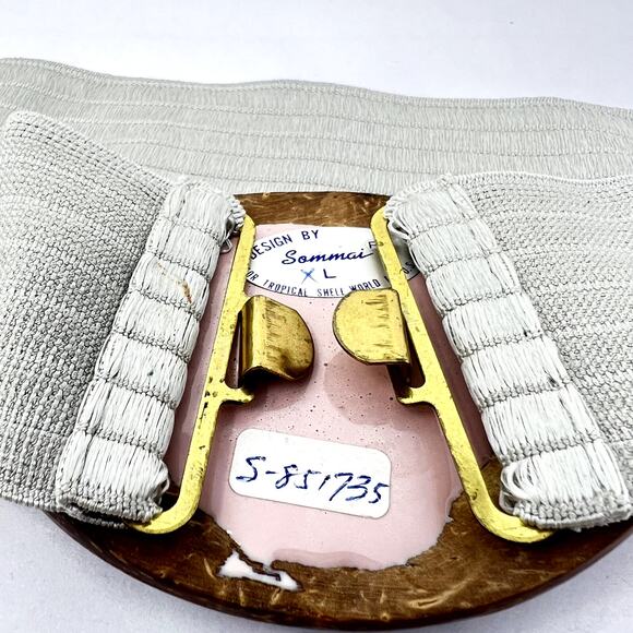 Sommai World Natural Tropical Shell Elastic Belt Women XL USA VTG Pearl Abalone - Picture 2 of 6